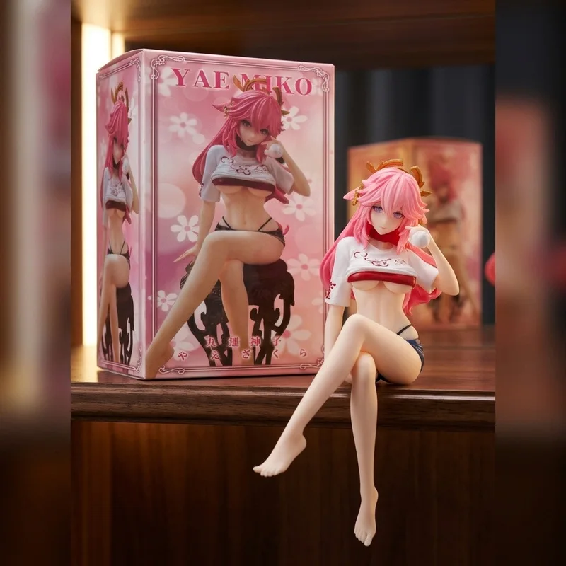 Yae Miko Anime Figure Sitting Posture Noodle Stopper Pvc Model Collectible Desktop Decoration Gift For Anime Game Fans
