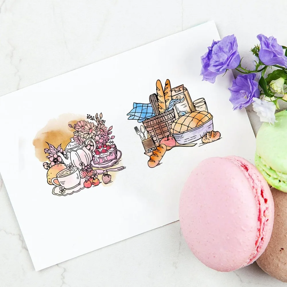 4Pcs Food and Jars Clear Stamps for DIY Scrapbooking Afternoon Tea Mini Silicone Clear Stamp Seals 55x55mm Transparent Stamps view 3