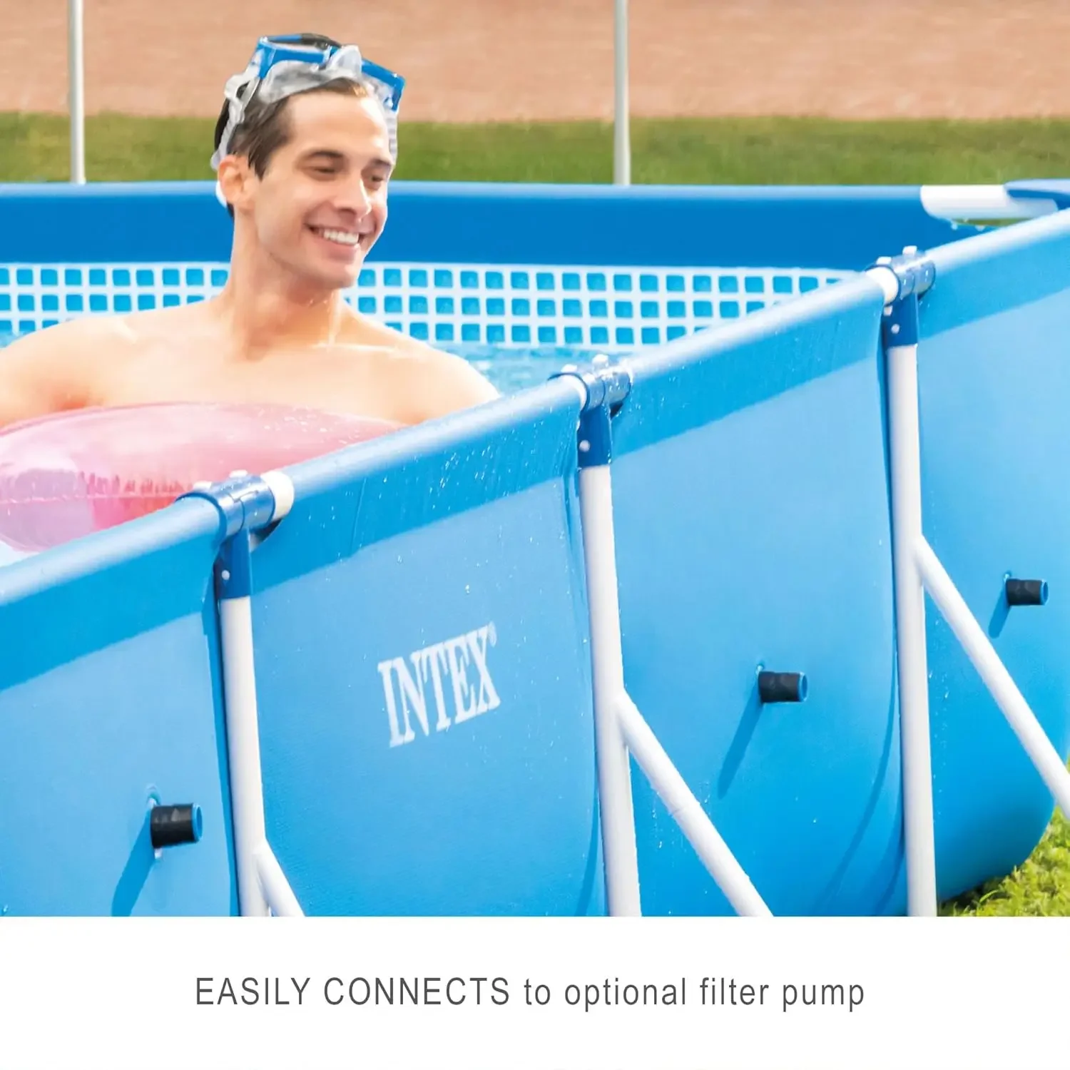 Piscina rectangular elevada para exteriores de 1475 pies x 86 pulgadas x 33 pulgadas con válvula de control de flujo rápida