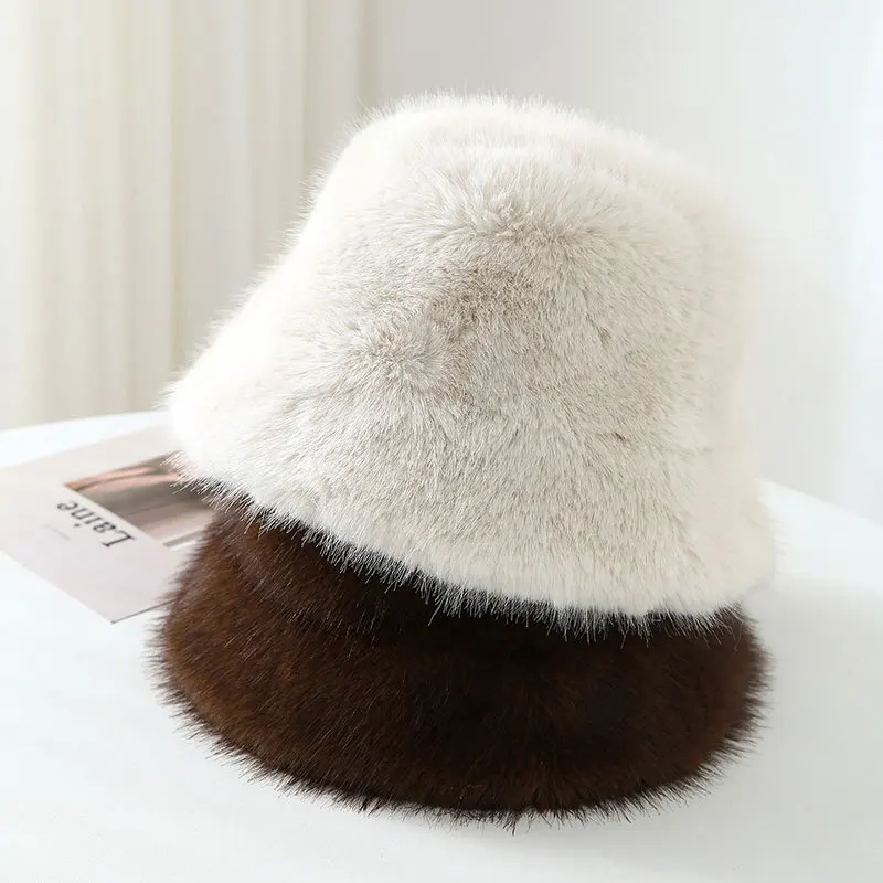 ‌ Gemütliche Fischermütze aus Kunstfell für Damen, winddichte Wintermütze, weiches und niedliches Modeaccessoire, hält warme Mütze