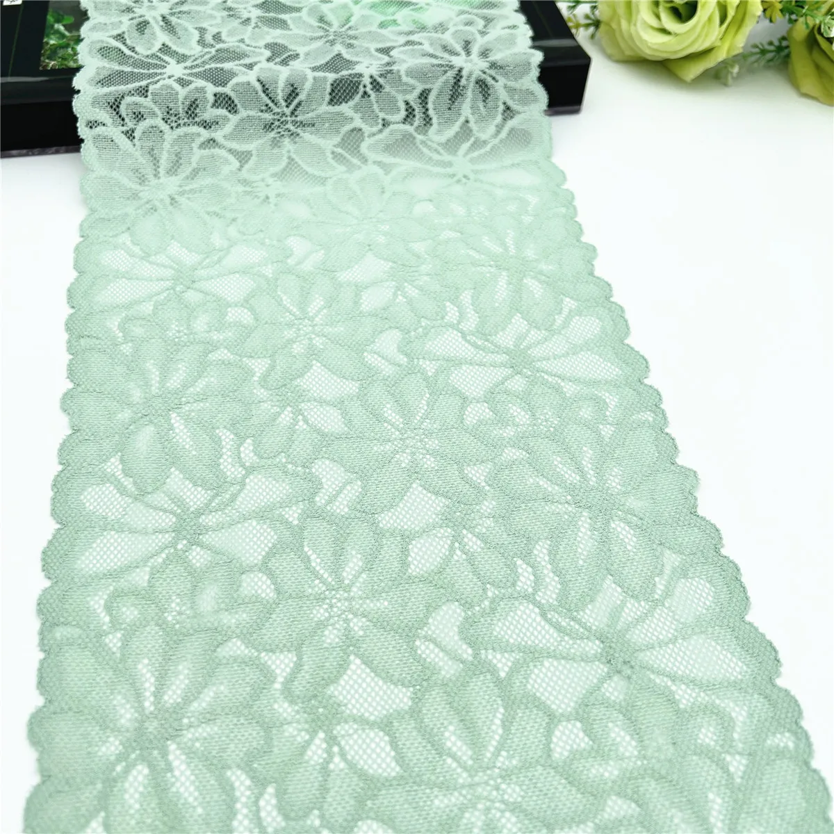 3y/lot Width7 1/4 inch (18.50cm) Green Elastic Stretch Lace Trim Clothing Sewing Craft DIY Apparel Dress Sleeve Lace Wedding