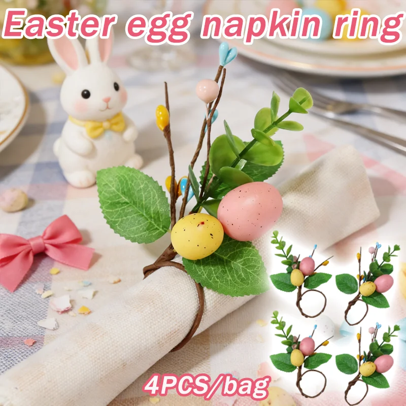 Anillo de Servilleta con Diseño de Hoja de Simulación de Huevo de Pascua para Primavera 2026, Decoración de Mesa de Pascua, Juego de Porta Servilletas Decorativos para Fiestas