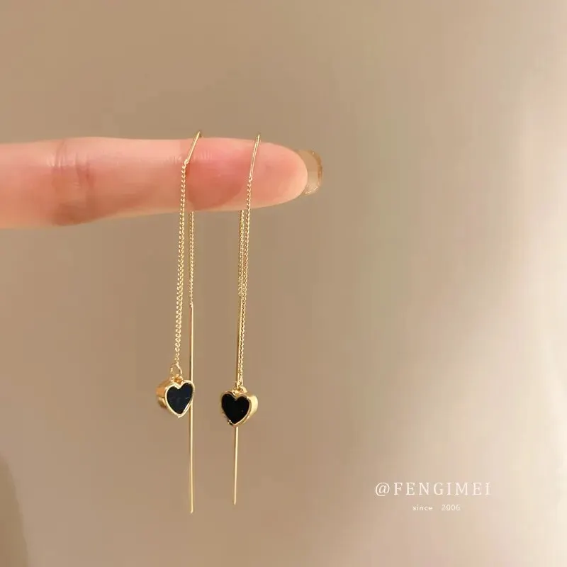 Silver Needle Black Tie Love Flower Earrings 2024 Spring and Autumn New Temperament Studs Niche Fashion Earrings Wholesale Femal image 4