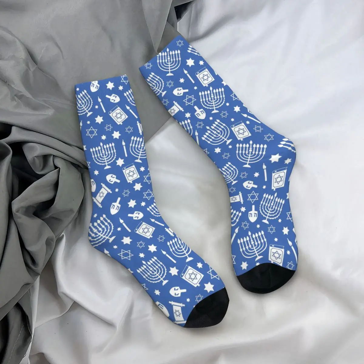 Hanukkah Pattern Unisex Socks,Windproof 3D Print, Happy Street Style, Crazy Sock