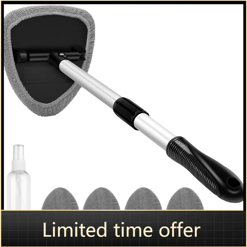 Car Windshield Cleaning Tool with Telescopic Extendable Handle, Wiper Kit for Auto Glass Cleaning