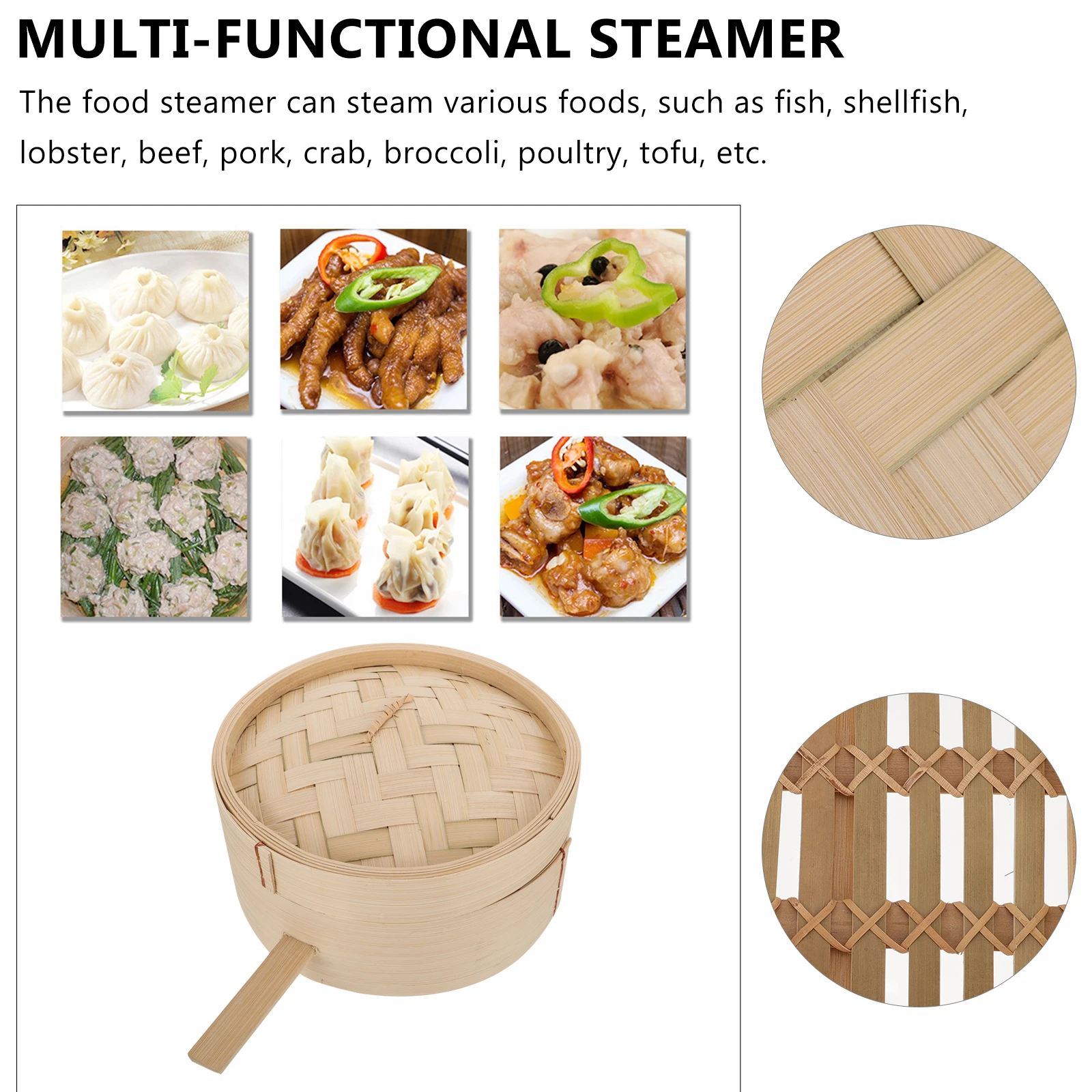 

Bamboo Steamer Reusable Multi functional Kitchen Supply Chinese Style Healthy Diet Non sticky Easy Clean Store Vegetables Fish
