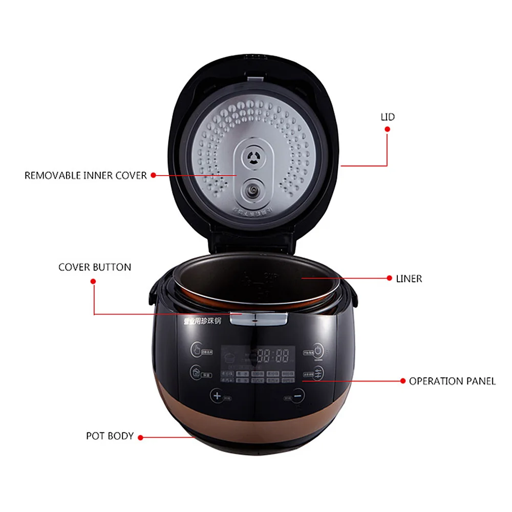 5L パール沸騰調理器プロセッサーポット商業パール調理機ミルクティーショップ自動パール 110V 砂糖機