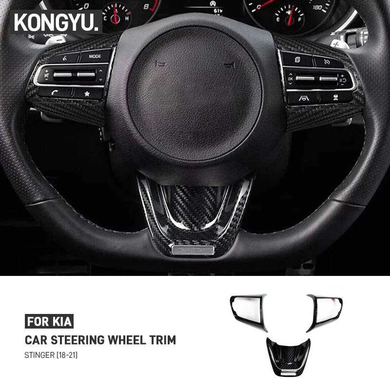 

Real Carbon Fiber Car Steering Wheel Button Panel Trim Cover Sticker Interior Decoration Accessories For Kia Stinger 2018-2023