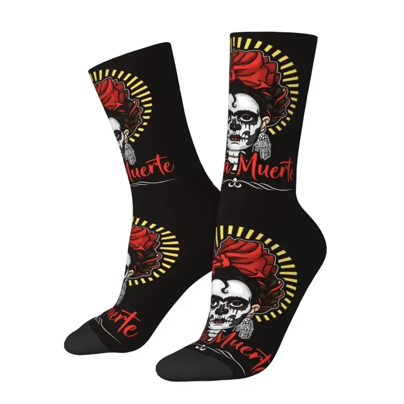 Santa Muerte Sugar Skull Dead Female Deity Satanic Mexican Dress Socks Mens Womens Warm Funny Novelty Crew Socks