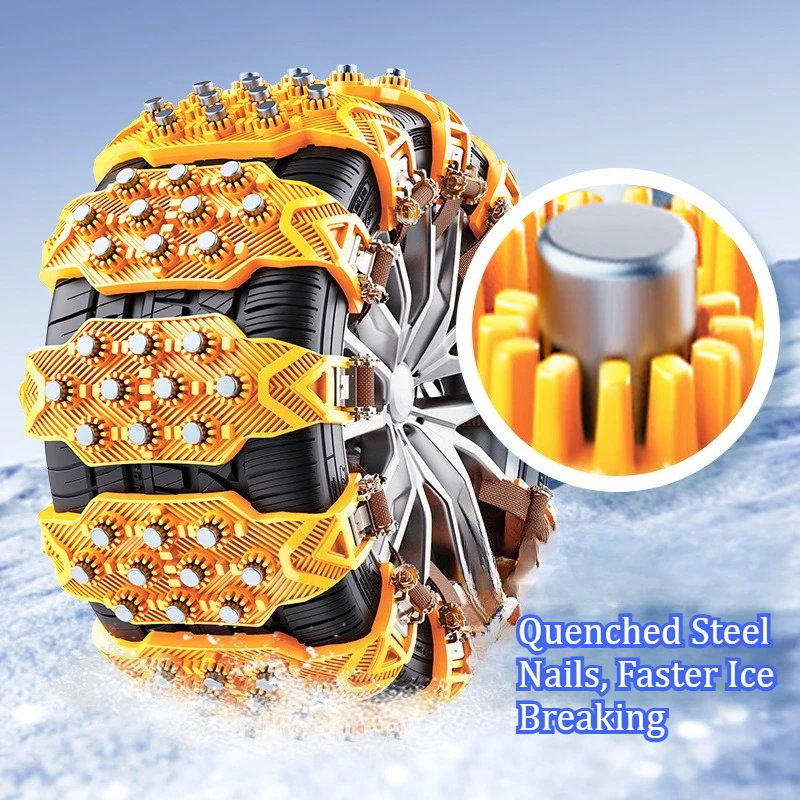 Universal Car Snow Chains for Sedans & SUVs, Thickened Widened Anti-Skid Tire Chains for Ice & Snow