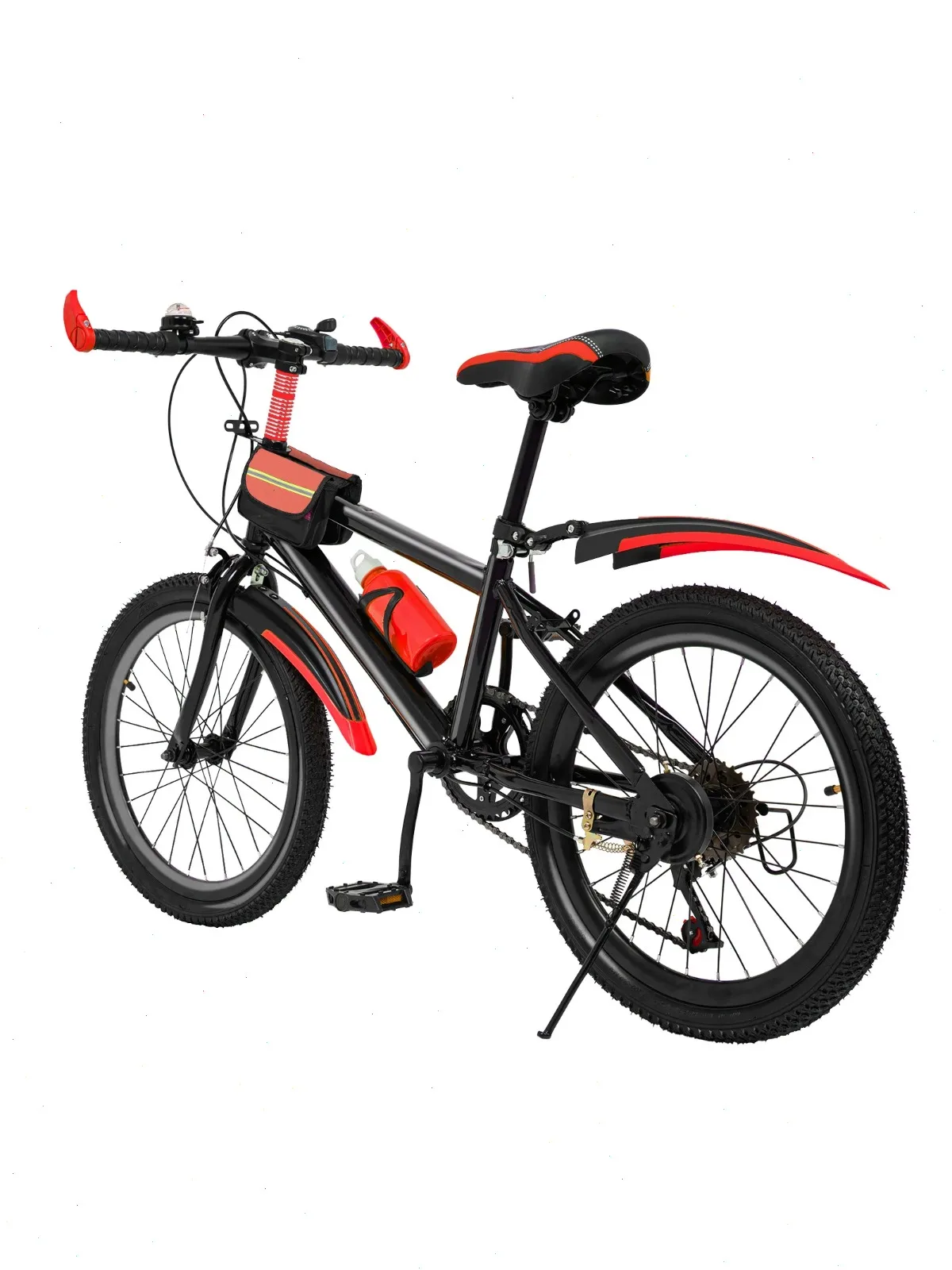 20 inch mountainbike, 7 versnellingen kinderfiets jongens meisjes unisex fiets in hoogte verstelbare MTB kinderfiets met spatborden, waterkoker - afbeelding 2