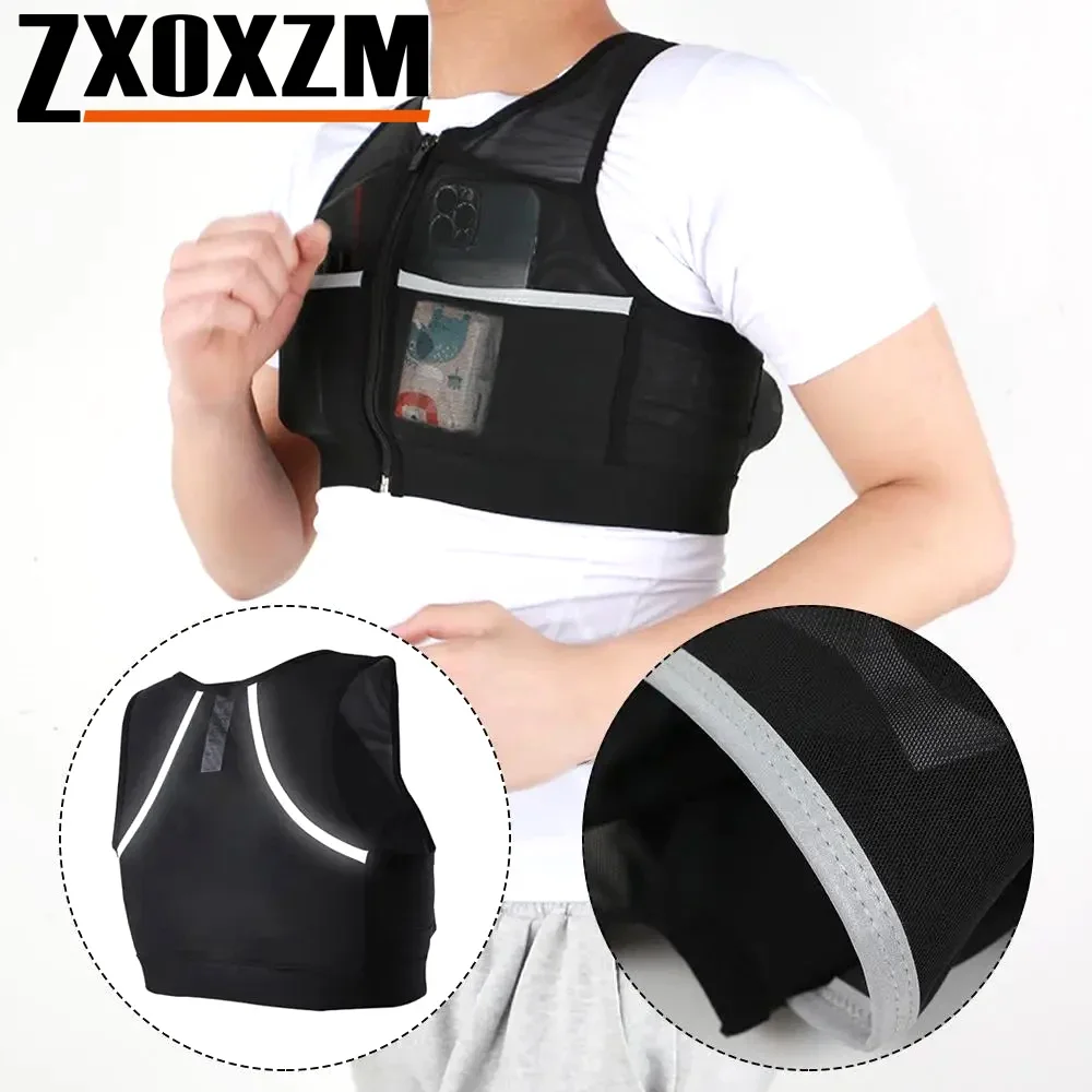 Unisex Lightweight Reflective Running Vest with Mesh Breathable Hydration Backpack Large Capacity Elastic Outdoor Bicycle Vest