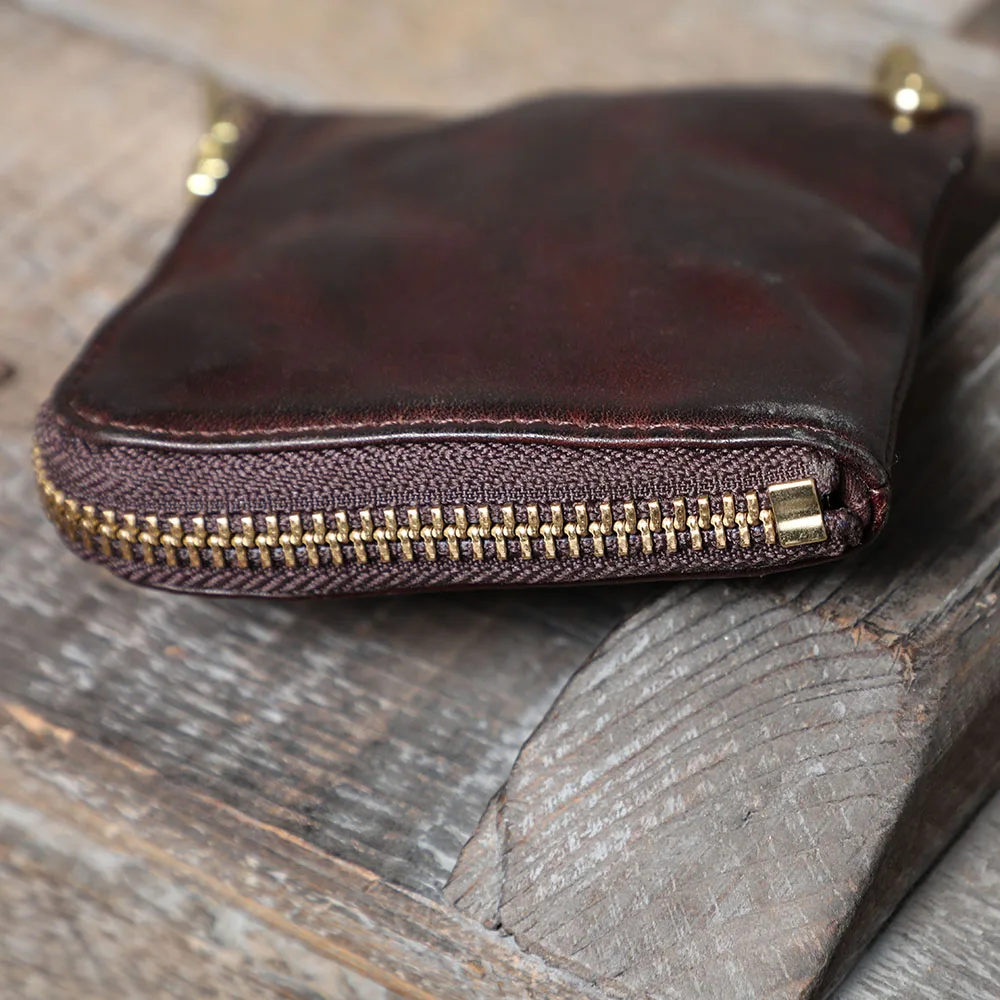 S.WORKER Vollnarbenleder Vintage-Kartenhalter Retro Mini-Münzbörse Tragbare Tasche Kurze Geldbörse – Detail 9