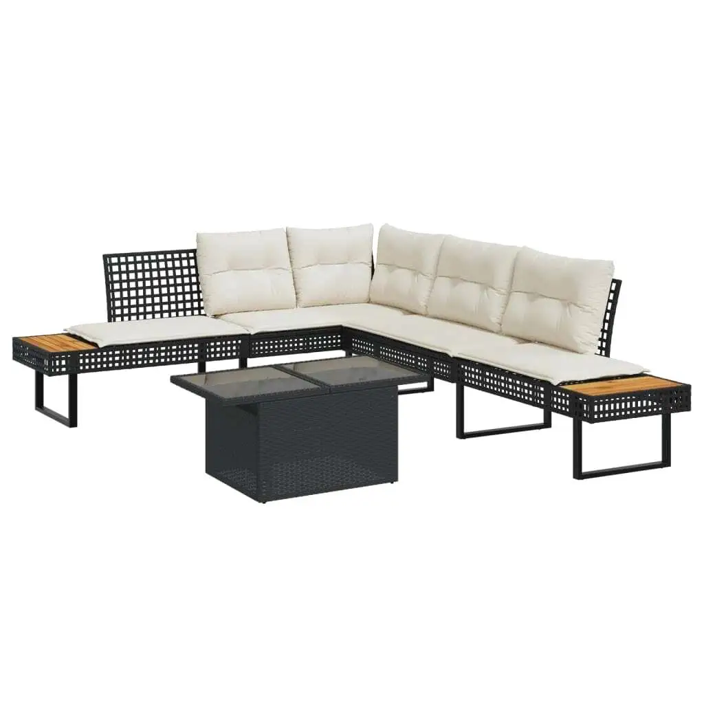 

Large Black PE Rattan Garden Sofa Set with Adjustable Armrests Comfortable Outdoor Furniture for Patio Balcony and Backyard