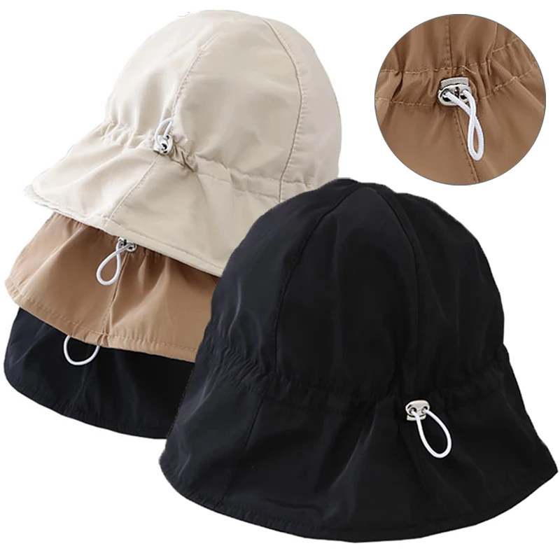Summer Sunscreen Bucket Hat Breathable Quick-drying Cap Men Women Outdoor Riding Beach Hat Adjustable Drawstring Fisherman Hats