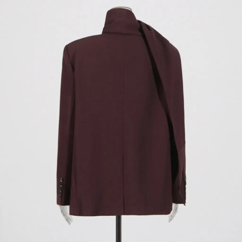 Women's High-End Blazer Loose Casual One-Button Suit with Ribbon Design for Autumn Fashion Trend