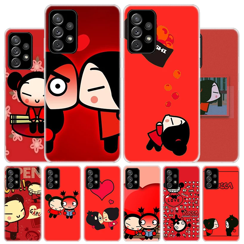 Cute Cartoon Pucca Garu Cover Phone Case For Samsung Galaxy A55 A54 A53 A52 A15 A14 A13 A12 A35 A34 A33 A32 A25 A24 A23 A22 A04S