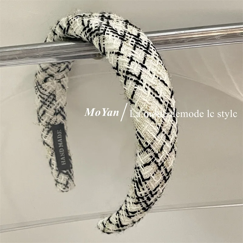 Sponge Hair Band for Girls lattice  check  Hair ornaments Knit Headband Headwear Elegant Hair Hoops