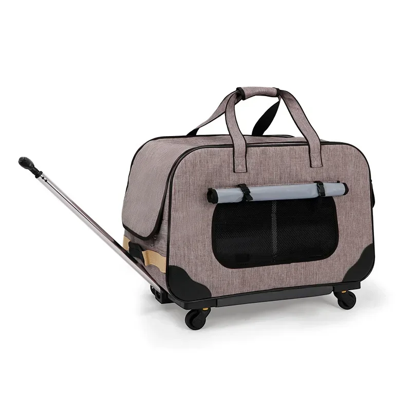 Imagem -02 - Four-wheel Folding Pet Trolley Case Dog Out Bolsa Pull Car Bagagem Respirável Mochila Cat