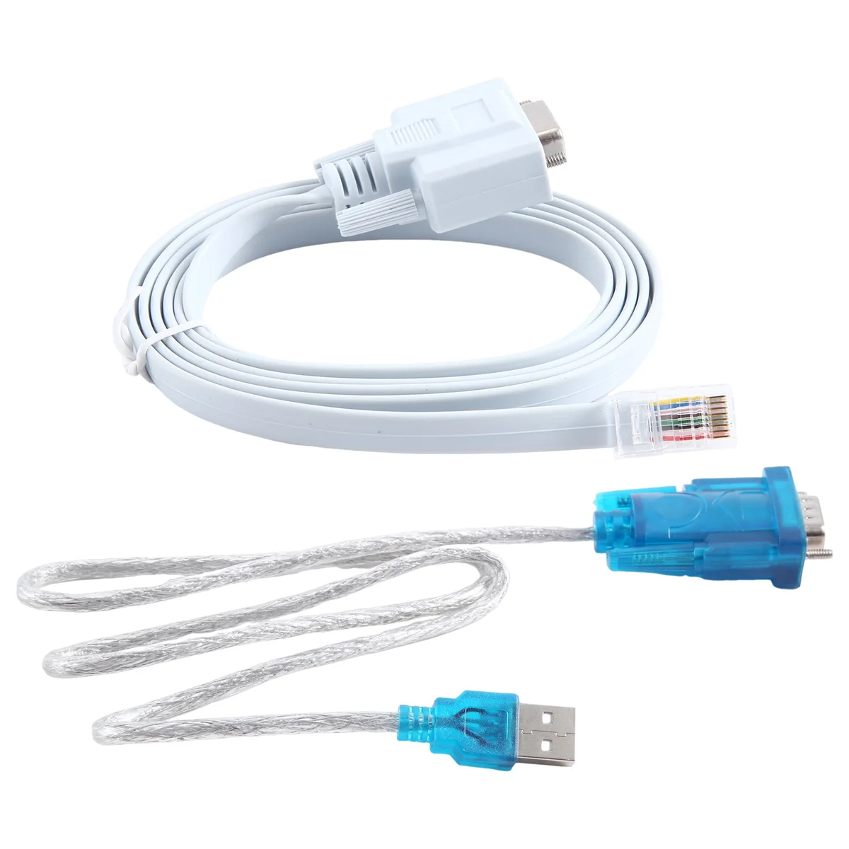 RJ45 สายเคเบิลเครือข่าย Serial Cable Rj45 to DB9 และ RS232 to USB (2 in 1) CAT5 Ethernet Adapter LAN คอนโซลสาย