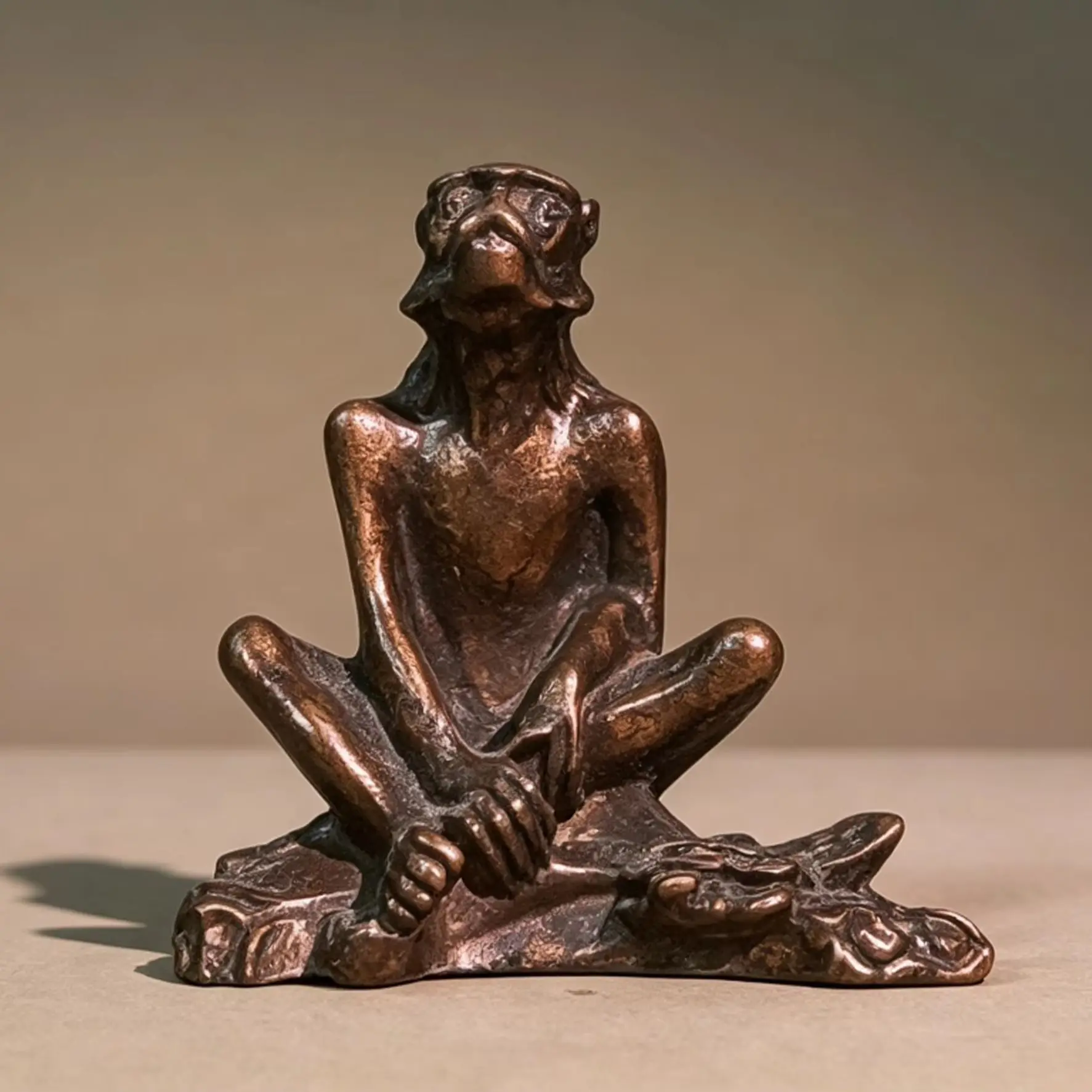 Vintage Pure Copper Chinese Zodiac Monkey Ornament, Home Desktop Decor, Ideal Gift & Antique Collectible