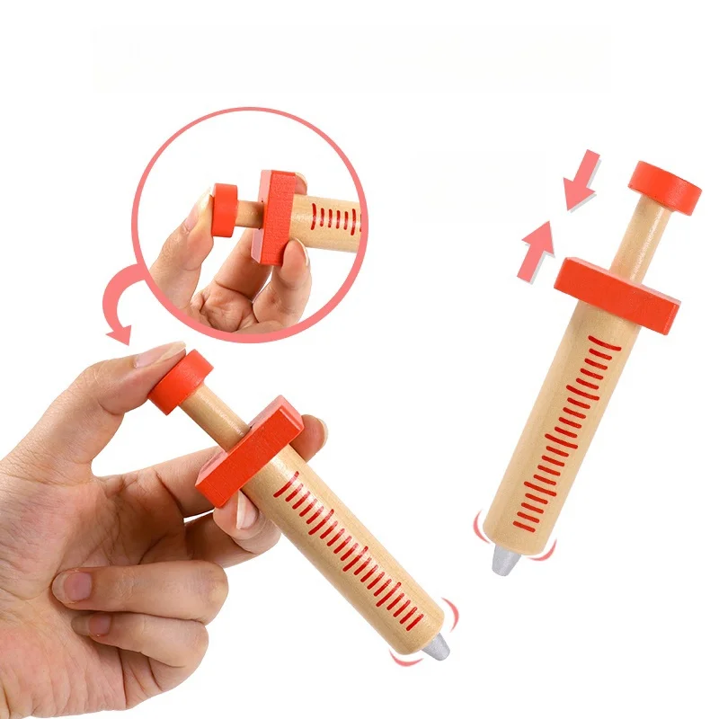 صندوق دواء محاكاة منزلي خشبي للأطفال، مجموعة طبيب ممرضة صبي فتاة طفل لعب الأدوار