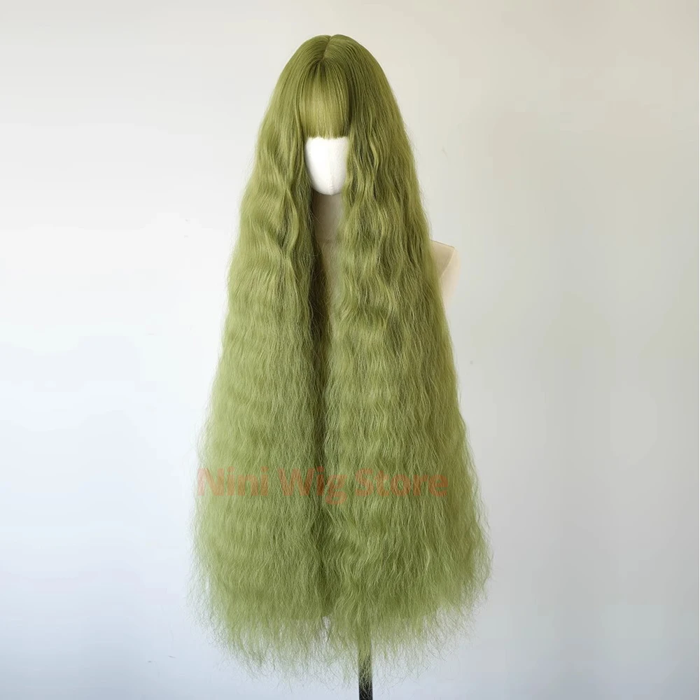 Halloween Cosplay Wig 100cm Long Curly Wave Fluffy Synthetic Wig With Bangs For Women Lolita Halloween Daily Use Heat-resistant