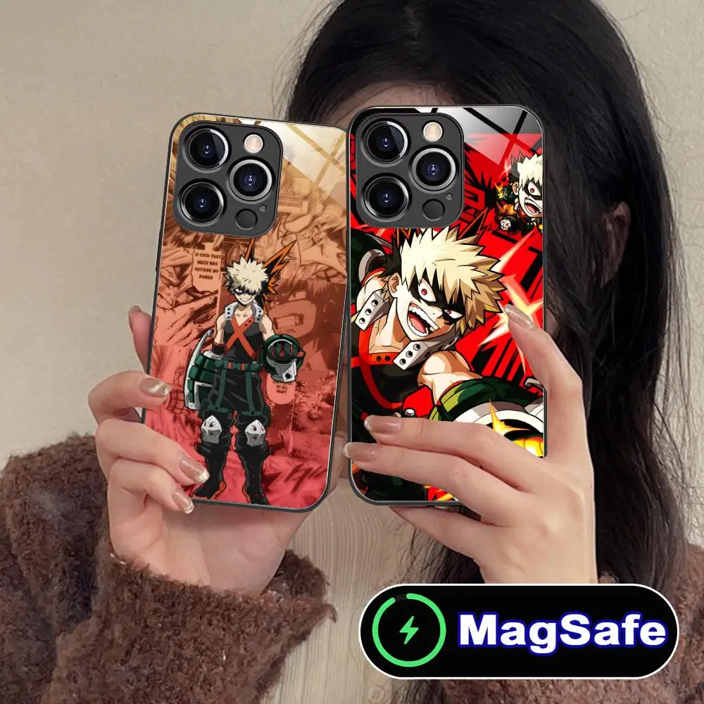 

Чехол для телефона My Hero Academia Bakugo для iPhone 16, 15, 14, 13, 12, 11 Pro Max Plus Mini MagSafe, защитное стекло, красивая роскошь
