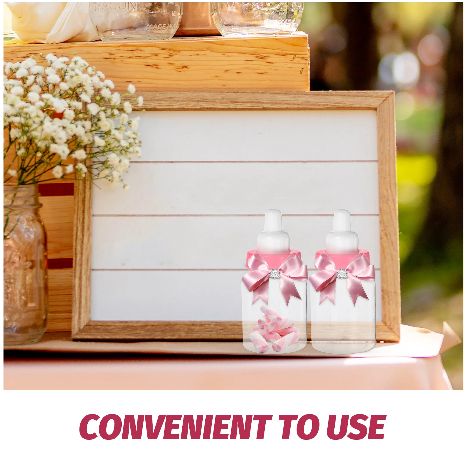 

12Pcs Pink Plastic Feeder Style Shower Candy Boxes Feeding Bottle Table Decor Baby Shower Box