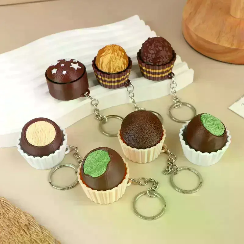 Simulated Chocolate Keyboard Keychain Fidget Toys Push Stress Relief Sensory Toys 3D Chocolate Keyboard Clicker For Kids Adults