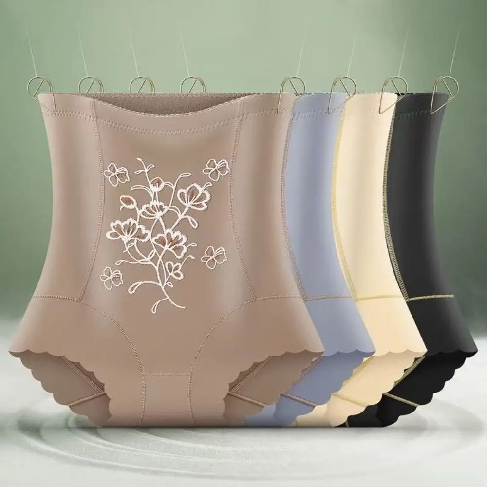 

High Waist Postpartum Body Shaper Embroidery Flower Shapewear Seamless Underpants Waist Trainer Floral Panties