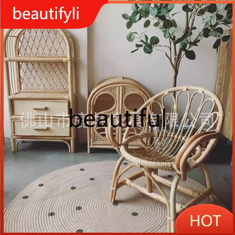 A139 Rattan storage rack Japanese home decoration storage bookcase multi-layer storage rack