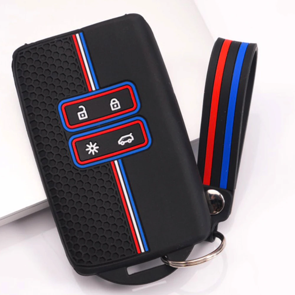 Protective Key Cover With Keychain For Renault Clio Megane Scenic Kangoo Captur Duster Logan Sandero Symbol Koleos Fluence
