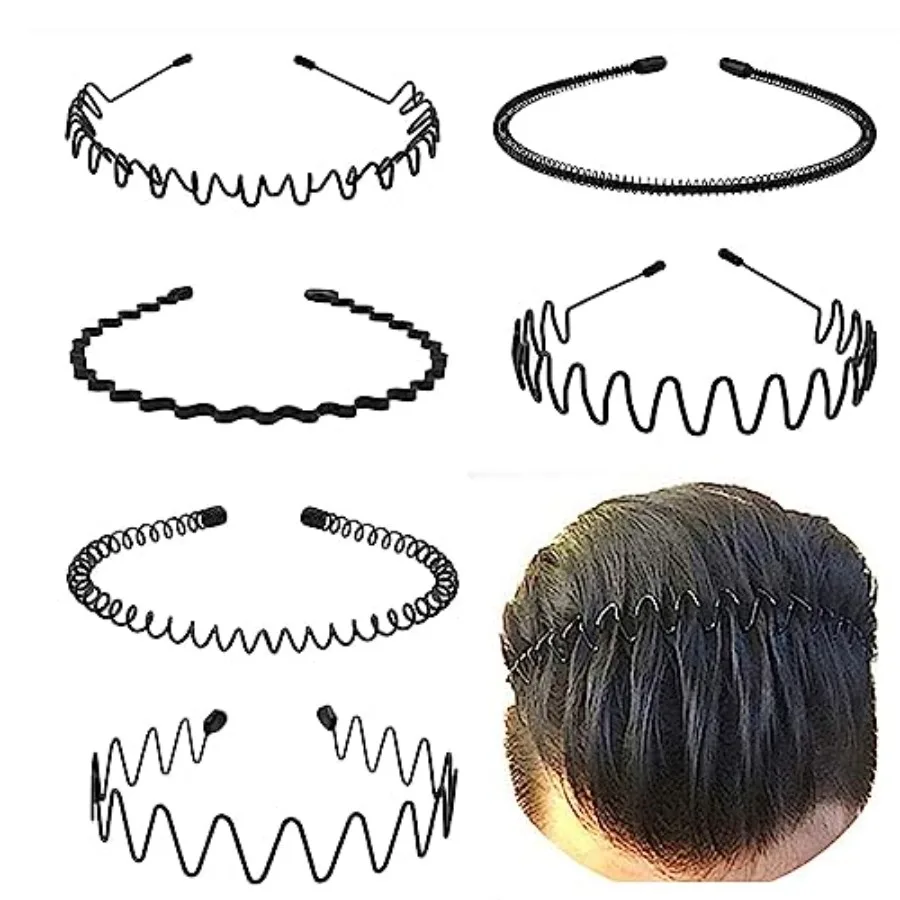 

Metal Headbands for Men Fashion Headband for Women, Unisex Wavy Hair Bands Outdoor Sports Head Bands Simple Elastic Non-Slip Ha