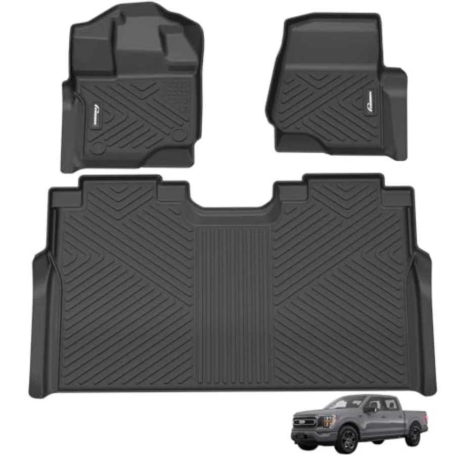 

AllWeather TPE Floor Liners Designed for 20152024 Ford F150 SuperCrew Cab and 20222024 Ford F150 Lightning Fits 1st 2nd Row wit