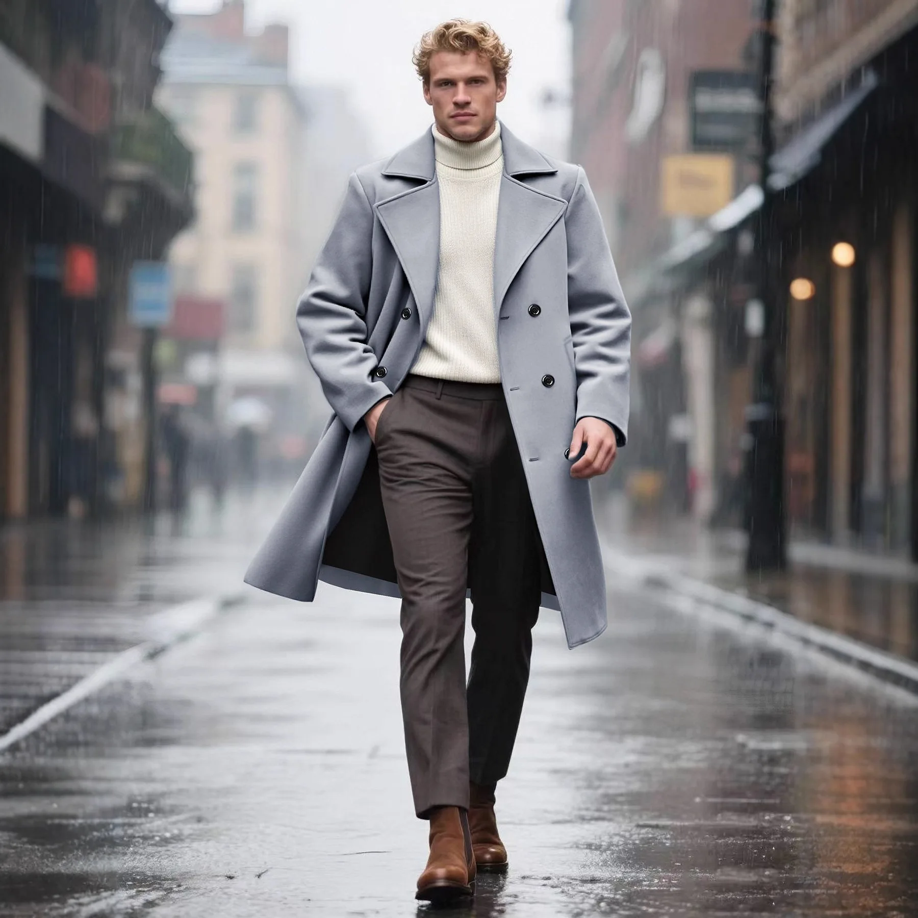 

Men's Double-breasted Woolen Trench Coat, Light Business Life, Anti-wrinkle And Non-ironing Simple Jacket