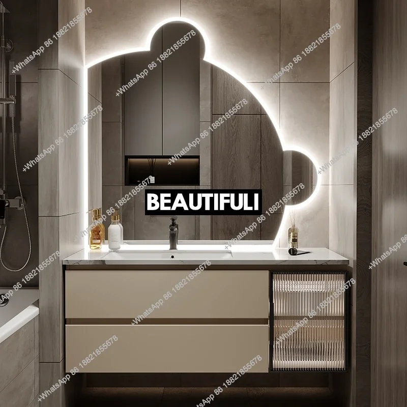 

Z136rock slab bathroom cabinet combination, modern light luxury floor-to-ceiling bathroom, face wash basin