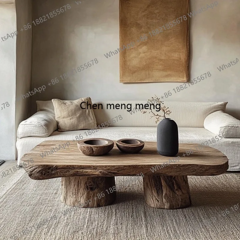 

Wabi Sansi wind solid wood coffee table, ancient and retro home use in the living room, tea table, old tea table made of logs