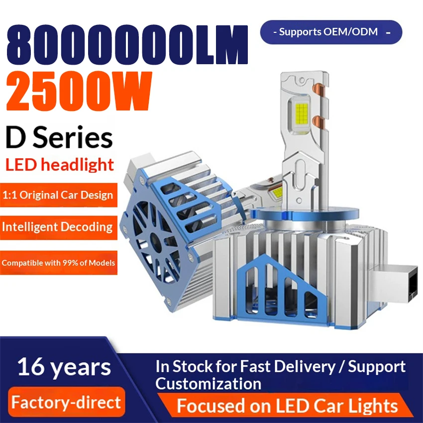 D1S D3S LED Headlight Canbus 2500W 8000000LM D4S D2S D8S Auto Bulbs Two-sided D1R D2R D3R D4R Car Lamp Xenon HID 6000K Plug&Play