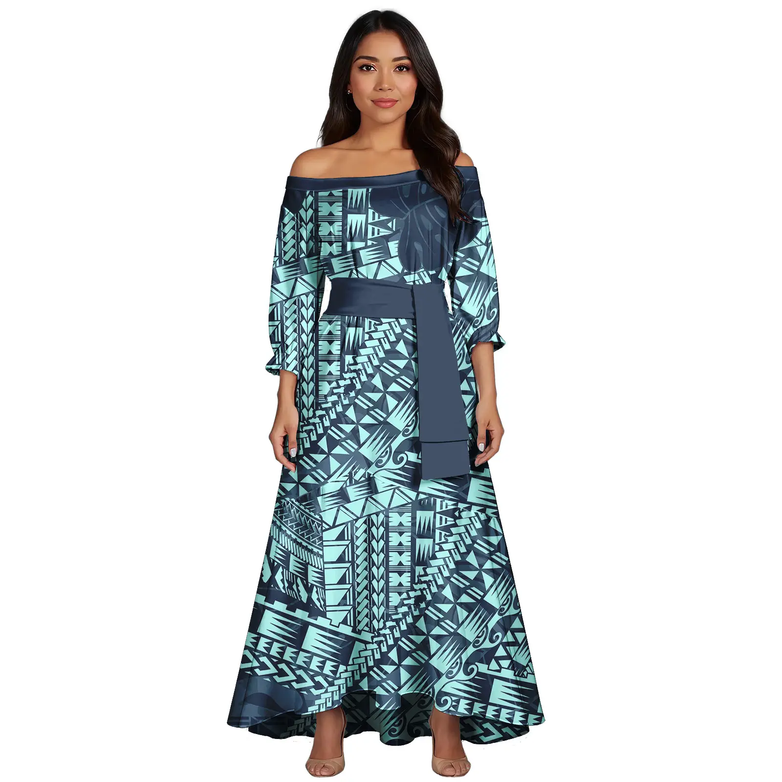 Abiti da festa eleganti per donna Pacific Island Art Abito a coda di pesce dal design hawaiano Abito lungo a sirena Abbigliamento polinesiano