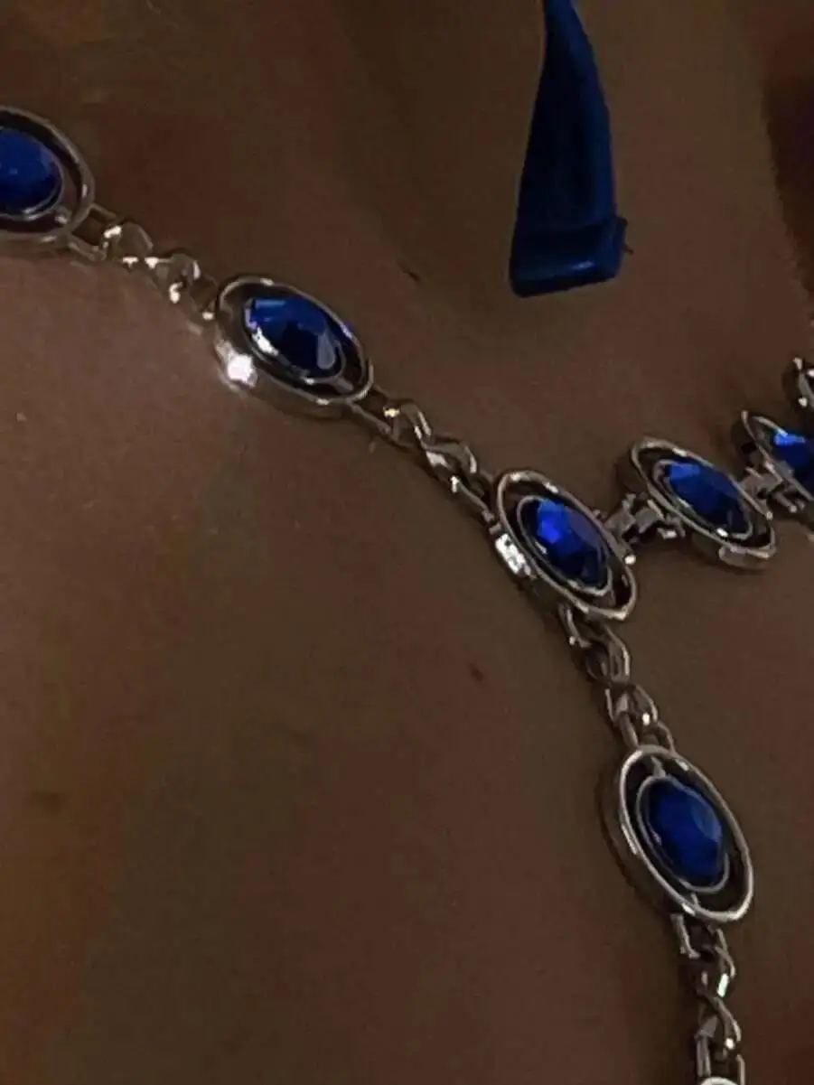 Sexy Bikini Split Swimsuit Bright Blue Hot Stamping Swimsuit Bikini Sapphire Chain Backless Wrap Chest Suspenders Beautiful 9GZ8