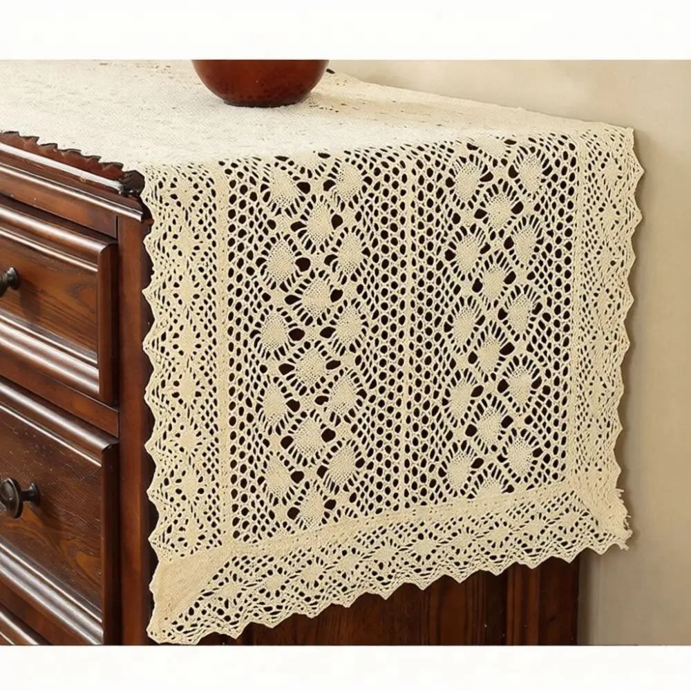 Delicate Lace Table Runner Retro Aesthetic Decorative Cloth For Buffet Table Wedding Party Dining Room Essential Decor