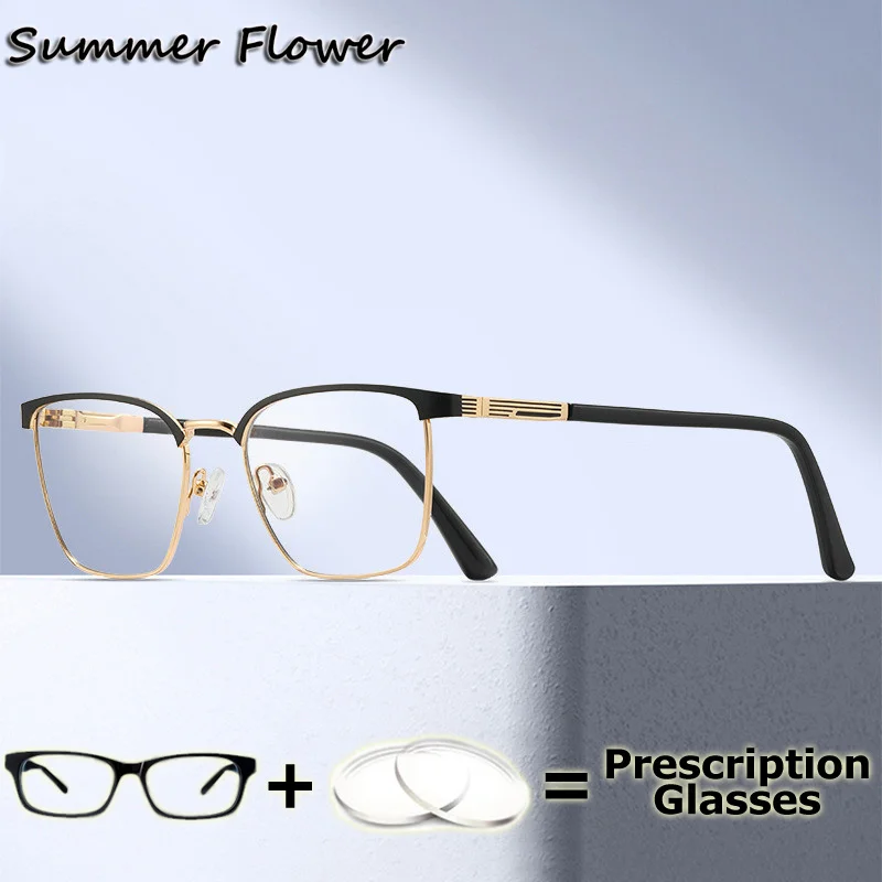 

Student Prescription Glasses Anti Blue Light Computer Work Myopia Recipe Lenses Transition Multifocal Progressive Eyeglasses Men