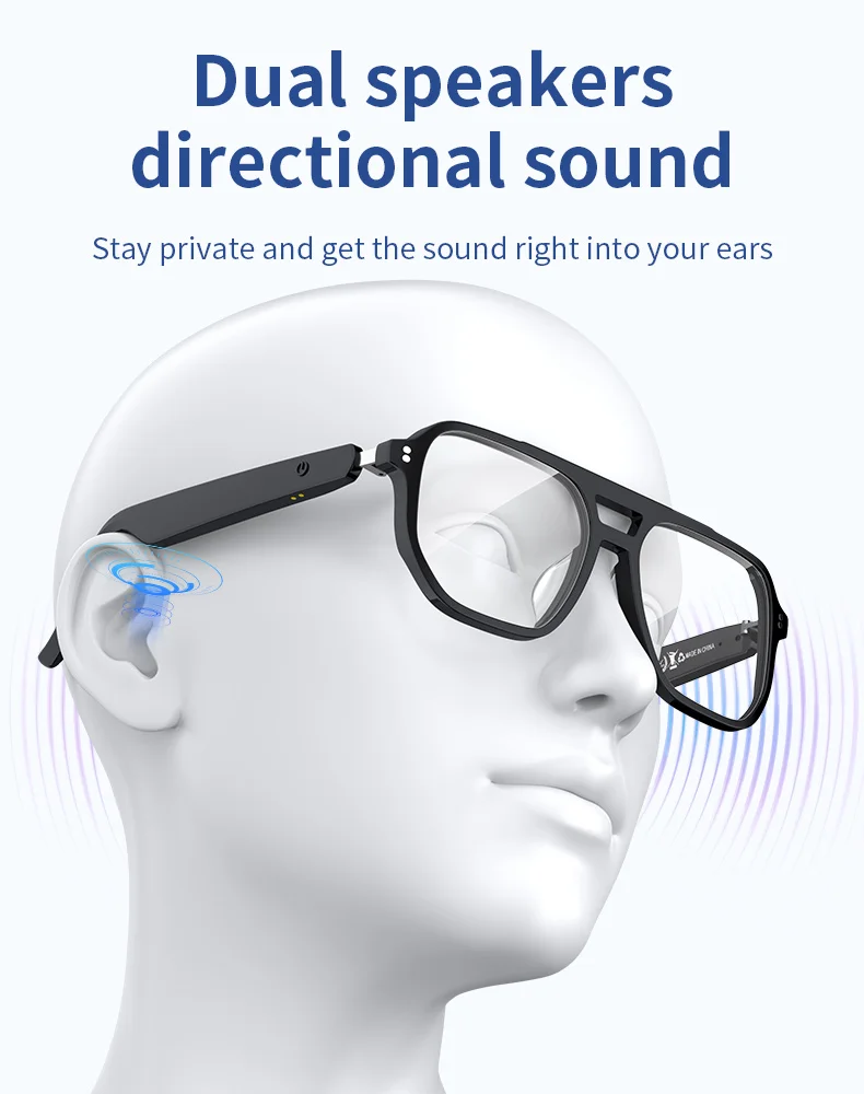 AT88 kacamata pintar baru kacamata musik Bluetooth lensa penghalang biru kacamata miopia kustomisasi profesional untuk Olahraga