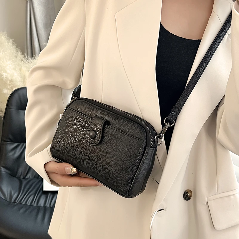 

Genuine Leather Real Cowhide Women's Casual Fashion Bag Women Messenger Bag Small Shoulder Bag Crossbody Bags for Women Handbags