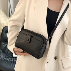 Genuine Leather Real Cowhide Women's Casual Fashion Bag Women Messenger Bag Small Shoulder Bag Crossbody Bags for Women Handbags