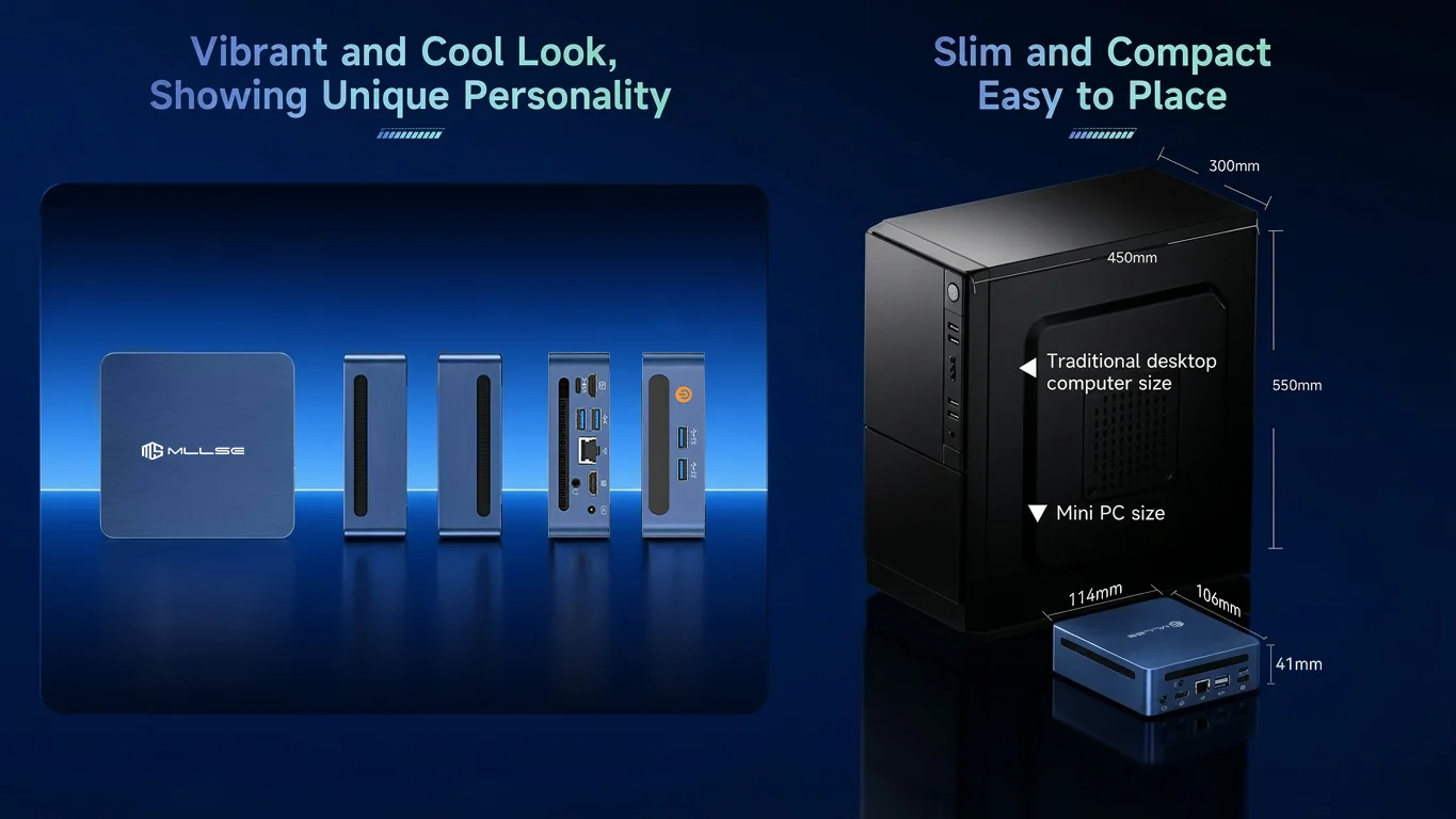 MLLSE NEW M4 Pro Mini PC Intel I7 8665U CPU 16G RAM 480GB ROM Compatible USB 3.2 Win11Pro Desktop Portable WiFi5 BT4.2