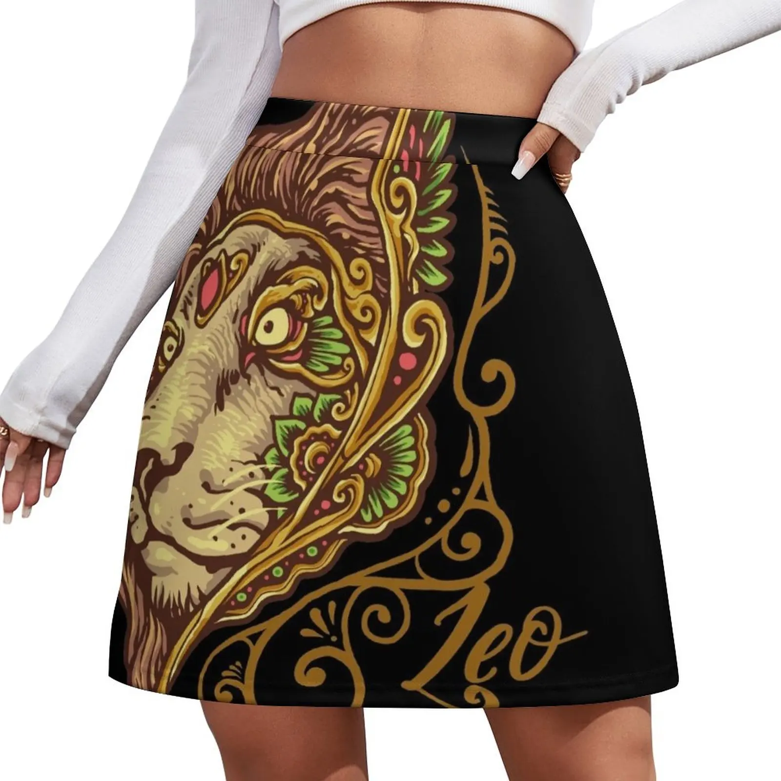 

Leo zodiac sign hand drawn mandala lion Mini Skirt women's clothing trend 2026 korean style women clothing mini skirts
