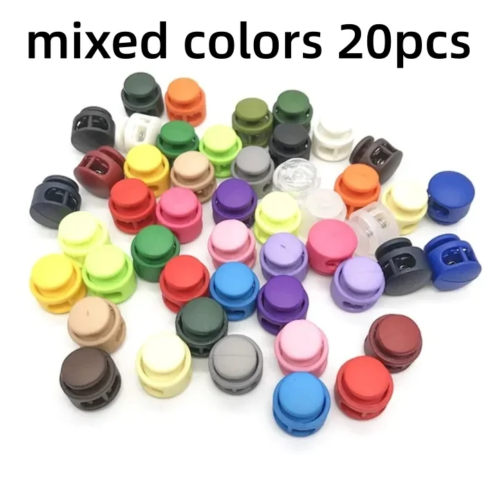 20 Stück Bunte Federkordelstopper Schnürsenkelclips Kunststoff-Seilstopper Mehrzweck-Klemmen für Rucksack Schnürsenkel Seilklemmen