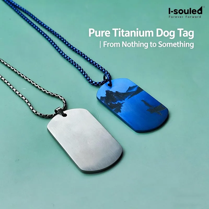Personalized Pure Titanium Dog Tag Necklace for Men Women Laser Engraved  Pendant